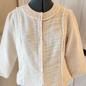 Ruby Rd ivory fringed jacket. 14P